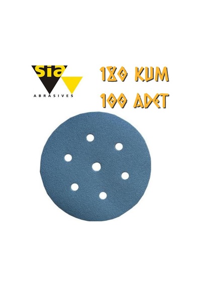 Sia 1949 Hookit 7 Delikli Cırt Zımpara 150 Mm - P180 Kum - 100 Adet