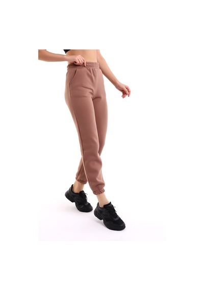 Winmoda34 Jogger Bol Kesim Kalın 3 Iplik Şardonlu Eşofman Altı Kadın Sütlü-kahve