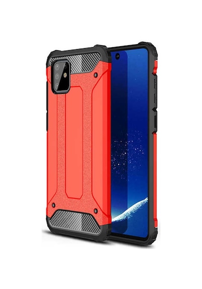 Ekılıf - Samsung Galaxy A81 Note 10 Lite Uyumlu Kılıf Çift Katman Zırh Tank Crash Military Kapak - Kırmızı