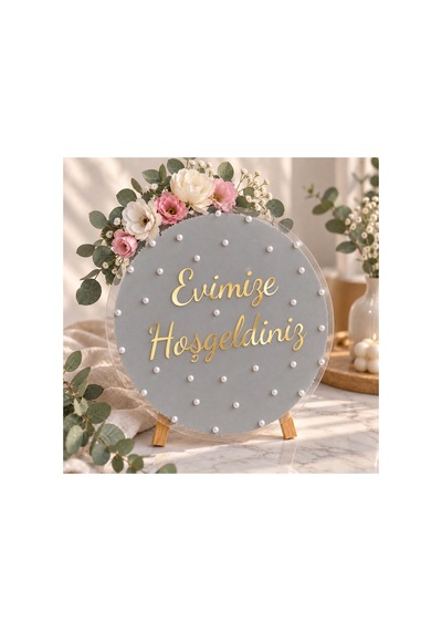 Evimize Hoşgeldiniz Yazılı Kapı Süsü Pleksi 30 Cm Gri - 921582457 Gri - 921582457 Gri