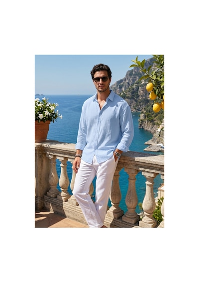 Baselco Amalfi Muslin Oversize Gömlek - Basic Fresh Mavi
