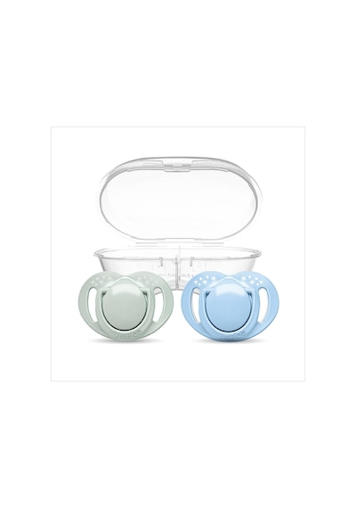 Ortodontik Silikon Emzik 2'li Powder Green&blue 6+ Ay Sterilizasyon/saklama Kutulu 2 Adet