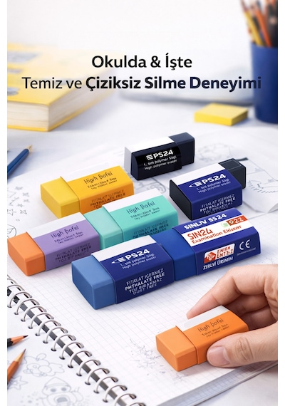 Pastel Mor Silgi Toz Bırakmaz, Phthalate Free 1 Adet Mor