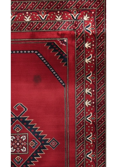 Nakış Serisi Kırmızı Zeminli Geometrik Motifli Şık Salon Halısı Af316 Red Çok Renkli
