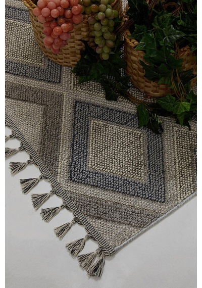 Çam Halı Side 1402 Gri İskandinav Desenli Koridor Halısı Kesme Yolluk Mutfak Halısı Modern Salon Halısı Gri 2