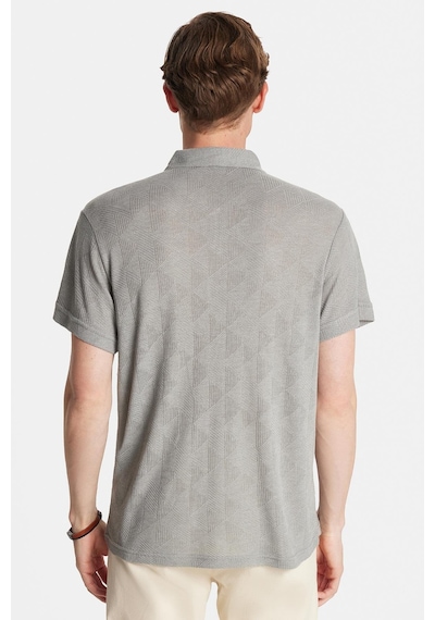 Tudors Erkek Slim Fit Dar Kesim Viskon Fermuarlı Polo Yaka Gri Tişört-34352 Gri