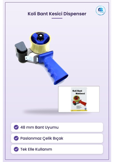 Koli Bant Kesici El Tipi Dispenseri 48 Mm Paslanmaz Bıçaklı Paket 1