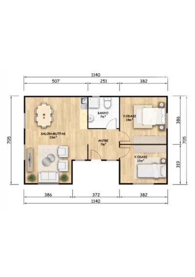 Ballifeprefabrik 73 M2 Standart Prefabrik Konut