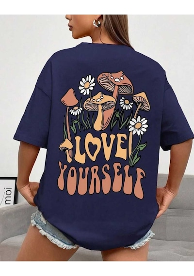 Kozia Outdoors Malkoçbey Love Yourself Baskılı T-şhirt Lacivert Lacivert