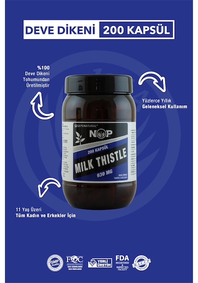 Sepe Natural Nop Devedikeni Milkthistle Seed Full Potency 200 Kapsül x 930 MG