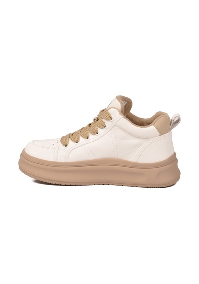 Pierre Cardin Beyaz Bilek Boy Kaymaz Taban Kadın Bağcıklı Sneaker 11517 G
