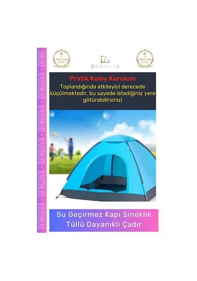Kampçadırı Su Geçirmez Sineklikli Hafif Taşınabilir Festival Kolay Kurulum 2-3 Kişilik Kamp Çadırı Çok Renkli