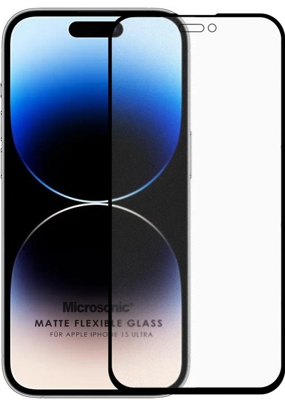 Microsonic iPhone Apple 15 Pro Max Uyumlu Seramik Matte Flexible Ekran Koruyucu Siyah