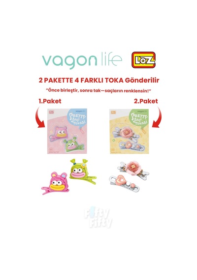 4'lü Saç Toka Seti Önce Birleştir,sonra Tak 2 Paket 4 Adet Gönderilir Yapı Toka Seti Ff 7101-7123