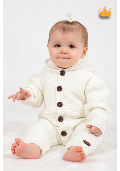 Babyhola Triko İçi Velsoft Kışlık Kalın Kız Erkek Bebek Tulum Gül Kurusu 2809 Bej