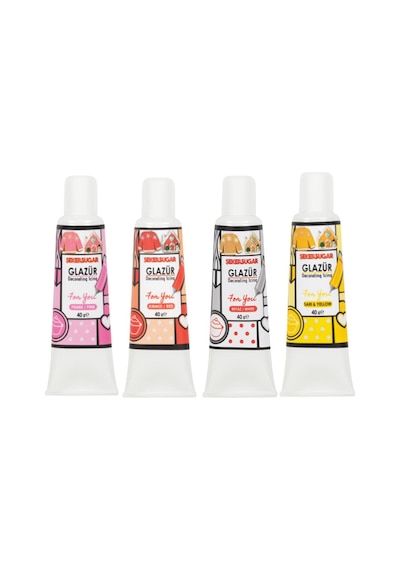 Glazür Tüp 4 Lü Set 40 Gr Pasta Ve Kurabiye Dekor Glaze Seti