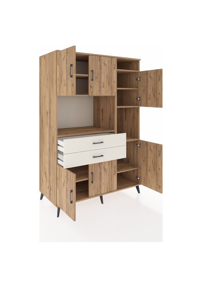 Kronos Dolap 9 Raflı 2 Çekmeceli 6 Kapaklı 132x59x195 Çam-çam... Çam