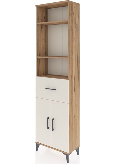 Arges Dolap 4 Raflı Tek Çekmeceli 2 Kapaklı 60x30x221 Çam-aytaşı Atlas Çam