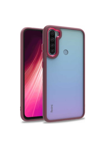 Kilifone - Redmi Note 8 Uyumlu Kılıf Koruyucu Arkası Şeffaf Renkli Kenarlı Flora Kapak - Lila - T23437