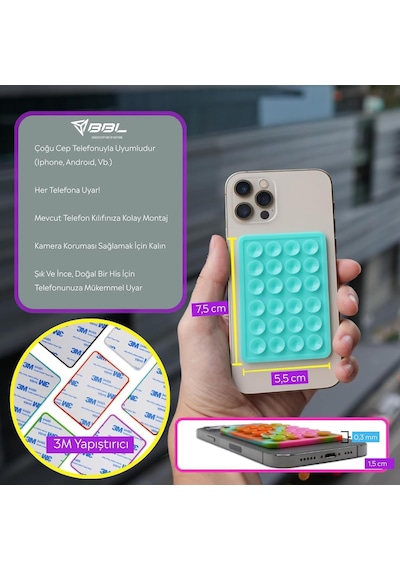 Telefon Arkasına Yapışan Silikon Vantuzlu Telefon Kılıfı Tutucu Araç Telefon Tutucu Ahtapot Vakumlu Telefon Tutucu Açık Pembe Yapışkanlı 2 Mixed