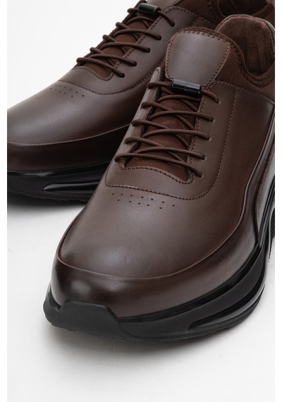 Dericlub Erkek Kalın Taban Comfort Sneaker Gerçek Deri Cr 2440 Kahverengi Kahverengi