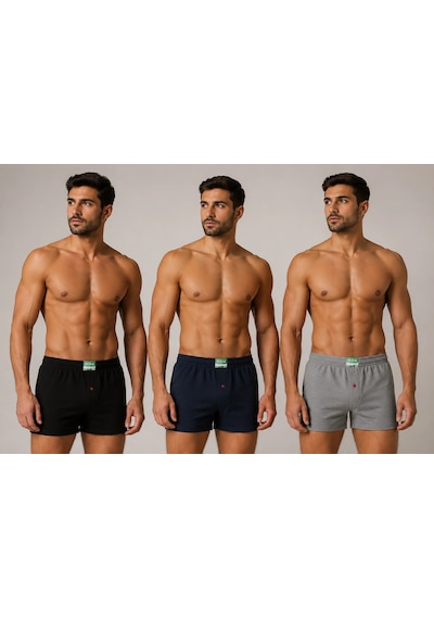 Huma One Erkek Havlu Bel Düz Boxer 6 Lı Asorti