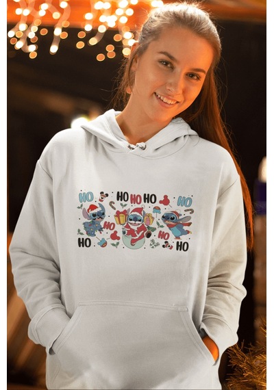 Stitch Happy New Year Kapşonlu Sweatshirt 001