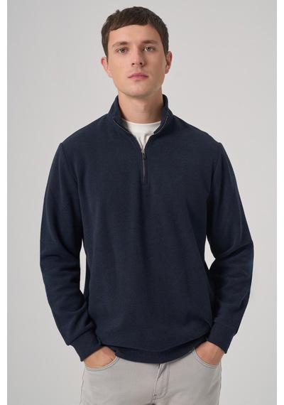 Morven Erkek Lacivert Fermuarlı Bato Yaka Dynamic Fit Sweatshirt 26ks063002200 Lacivert