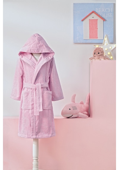 Özdilek Girl Unicorn Kapüşonlu Kadife Çocuk Bornozu 9/10 Yaş Pembe