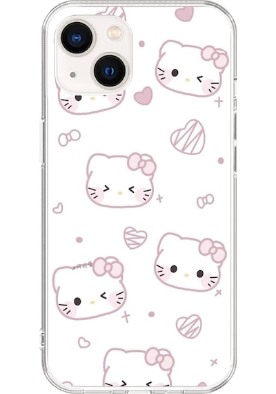 Apple Uyumlu iPhone 13 Mini Şeffaf Kılıf Hello Kitty Tasarımlı