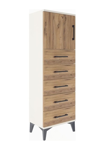 Arges Dolap Tek Raflı 5 Çekmeceli Tek Kapaklı 44x30x134 Aytaş... Aytaşı