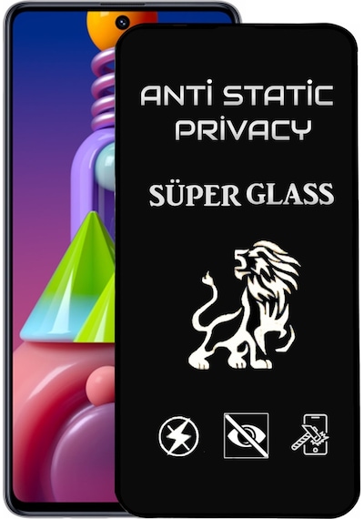 Samsung Galaxy Uyumlu M51 Tam Kaplayan Anti Statik Hayalet Süper Cam Ekran Koruyucu