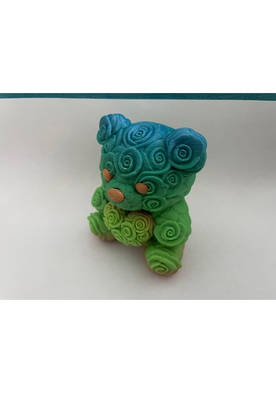 Romantik Dekoratif Gül Ayı Biblo Sevgiliye Hediye Altın-mor Rose Bear 01