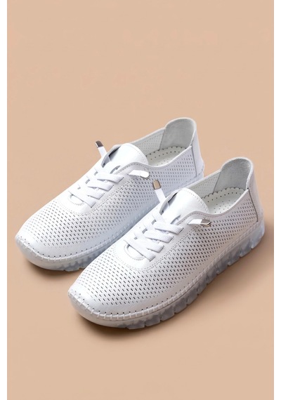 Analin Shoes Hakiki Deri Kadın Casual Ayakkabı Beyaz