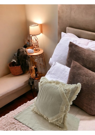 Dnc Home Tekstil Ndchome Ham Keten Baklava Mozaik Püsküllü Kırlent Kırlent Kılıfı 35x55
