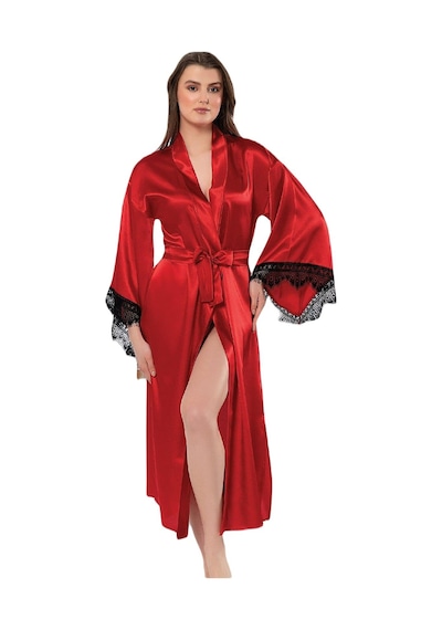 Faal Saten Dantelli Uzun Sabahlık Kimono 5901 001