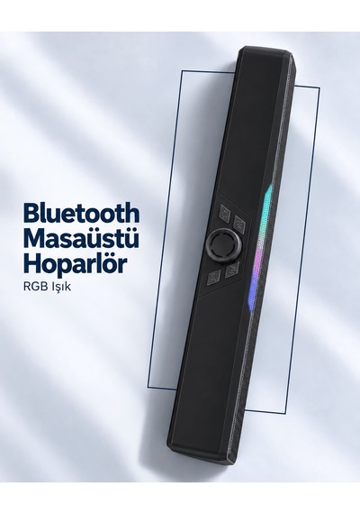 Tek Monitör Altı Kullanıma Uygun Şarj Edilebilir Bluetooth Soundbar Hoparlör Siyah Najmaddin