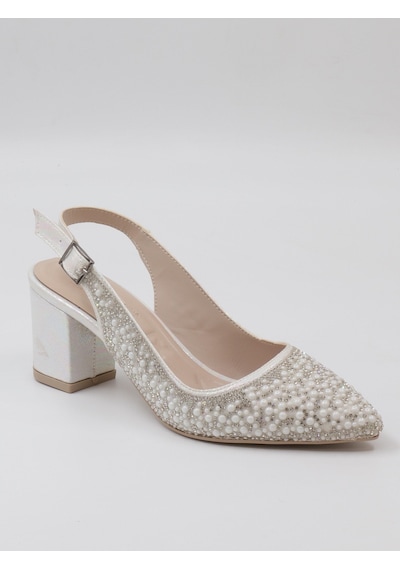 Nesilshoes Nesil Shoes Özma 7006-2 Sedef Taşlı Kadın Sandalet