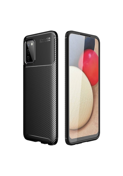 Coverzone Galaxy A02s İle Uyumlu Silikon Kılıf Kamera Korumalı Karbon Tpu Brimstone Ultra Slim Fit Delux Siyah