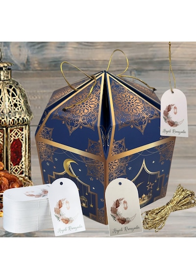 Hayırlı Ramazanlar Yazılı Hediye, Tebrik Kartı, Delikli Ambalaj Paketleme Etiketi, 4.5x7.5cm,25 Adet