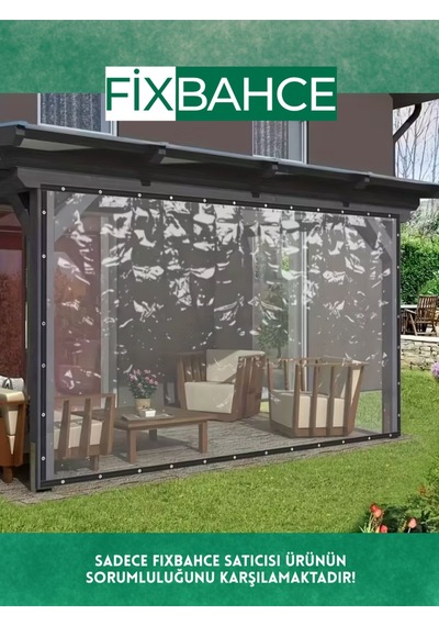 Fixbahçe 5.5mx2.5m Şeffaf Pvc Rüzgar Geçirmez Naylon Branda Beyaz