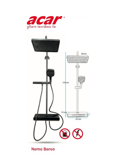 Nemo Banyo Yağmur Duş Sistemi Acar 04.04.093 Açık Gri