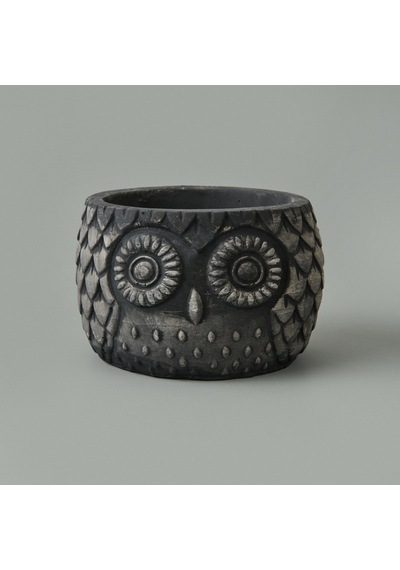 Objevii Kozalak Desenli Beton Saksı - Siyah - 8x10 Cm Renkli