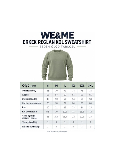 We&me Erkek Pike Kumaş Reglan Kol Bisiklet Yaka Regular Fit Sweatshirt Haki