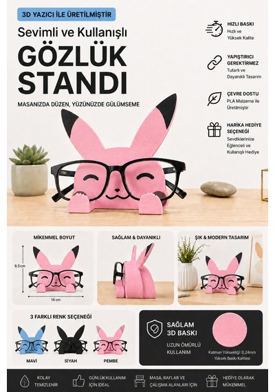 3d Baskı Gözlük Standı Dekoratif Masaüstü Gözlük Tutucu 71756601