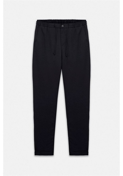 Süvari Siyah Slim Düz Twill Yarım Lastikli Jogger Pantolon Pn2020500716-s09