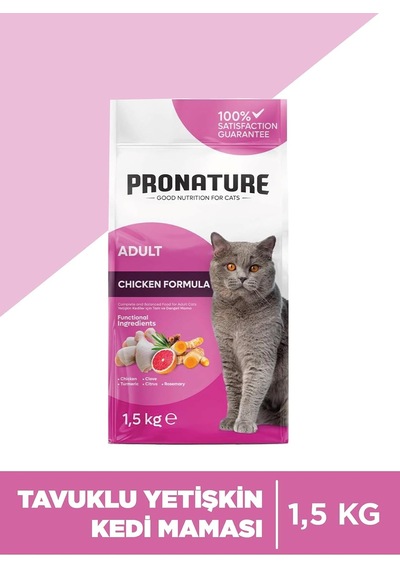 Yetişkin Kedi Maması Tavuk Ve Pirinçli 1,5 Kg