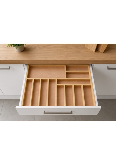 60x42 Cm Ahşap Kaşıklık El Yapımı Çekmece İçi Organizer Mutfakta Kusursuz Düzen