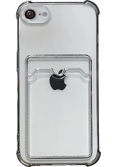 Teknomoda Apple Uyumlu iPhone 16e Kılıf Kartlıklı Anti Şok Korumalı Şeffaf Silikon Füme Koyu Şeffaf 16e Acık Siyah Füme