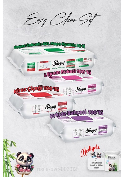 Sleepy Kiraz Çiçeği, Orkide, Lilyum Ve 4 Xl 50' Li Beyaz Sabunlu Mop Yüzey Temizlik Havlusu Ve Hediye Rosie Diğer
